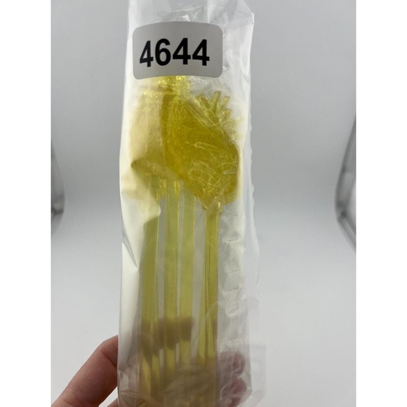 Yellow Decorative Pineapple Shaped Cocktail Drink Swizzle Sticks - Pack of 6 - Picture 6 of 6